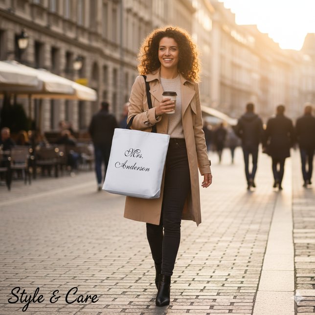 Modern Name Printed Spacious Tote Bag Tygkasse (Modern Name Printed Spacious Tote Bag)