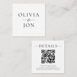 Modern Names QR Code Black White Wedding Details Tilläggskort