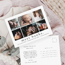 Modern Namn 6 Photo Collage Baby Tack Vykort