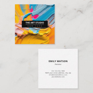 Modern Namn Artwork Artist Art Studio Fyrkantigt Visitkort