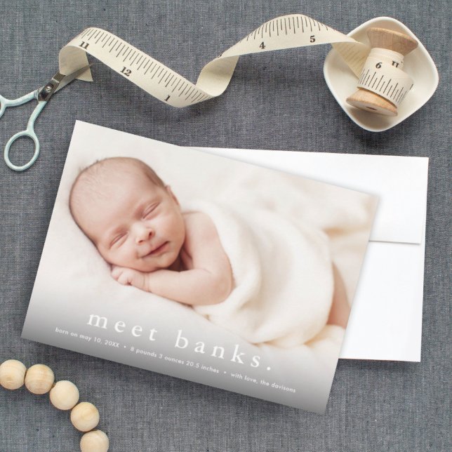 Modern Namn Baby Foto Födelse  Meddelande Vykort (Skapare uppladdad)