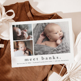 Modern Namn Bebis Fotokollage Födelseannons Vykort