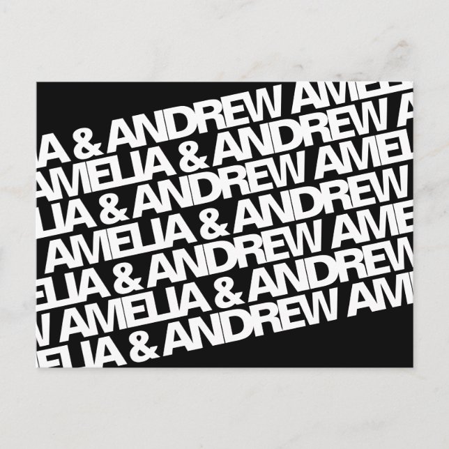 Modern Namn Bröllop spara datum Meddelande Vykort (Framsida)