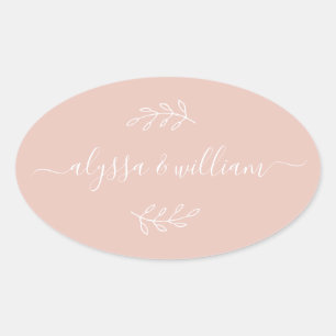 Modern Namn Enkel Elegant för Rosa Ovalt Klistermärke
