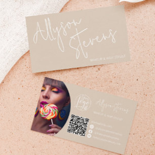 Modern namn fet skript makeup hair logotyp qtan än visitkort