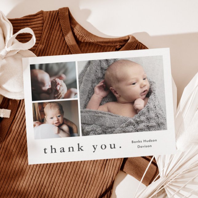 Modern Namn Foto Collage Baby Tack Kort (Skapare uppladdad)