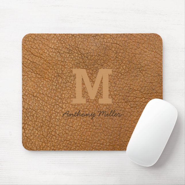Modern Namn i handboken för Monogram Rustic Brown  Musmatta (Med mus)