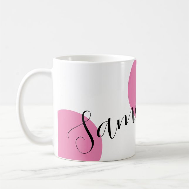 Modern Namn Large Rosa Polka dots Kaffemugg (Vänster)