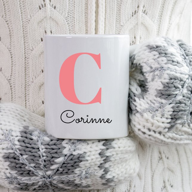 Modern Namn Monogram Initial Julklapp Mugg (Skapare uppladdad)