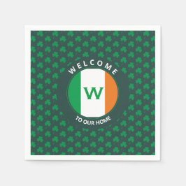 Modern Namn Monogram Irish Flagga Shamrock Pappersservett