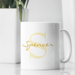 Modern Namn & Monogram - klassiskt initialt Kaffemugg