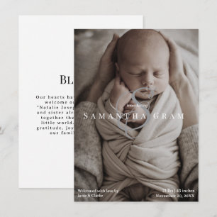 Modern Namn Monogram Nyfödd Foto Meddelande