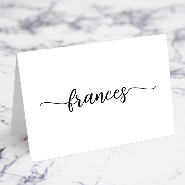 Modern Namn-monteringskort för penselskript i Stil Bordsnummer (Modern Brush Style Script Name Place Cards)