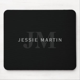 Modern Namn och Monogram Grått och svart Musmatta
