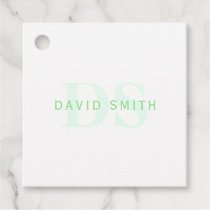 Modern Namn och Monogram   Grönt och vit Gåvor Etiketter