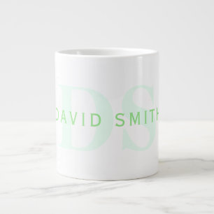 Modern Namn och Monogram Grönt och vit Jumbo Mugg