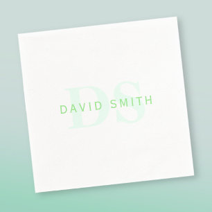Modern Namn och Monogram Grönt och vit Pappersservett