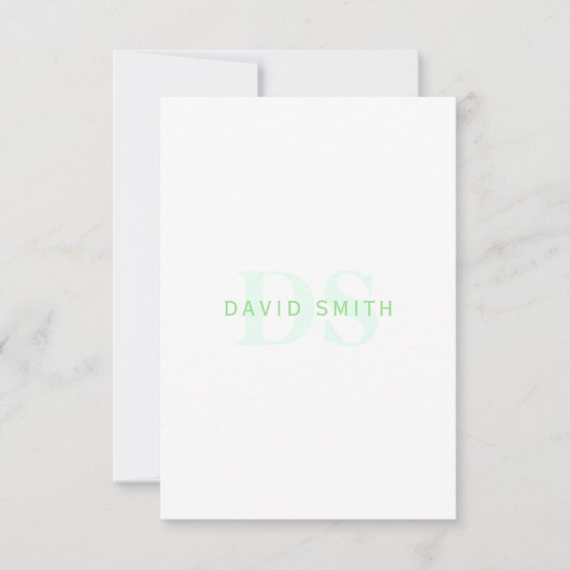 Modern Namn och Monogram | Grönt och vit Tack Kort (Framsida)