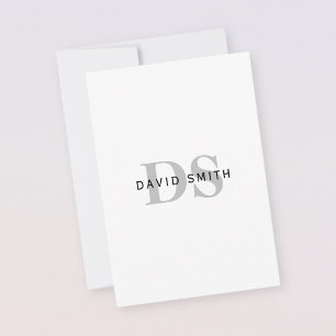Modern Namn och Monogram Svartvit och Grått Tack Kort