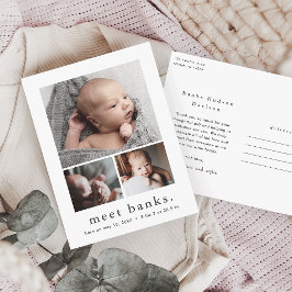 Modern Namn Photo Collage Baby Tack Vykort