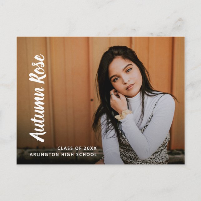 Modern Namn Photo Collage Girl Girl Studenten Meddelande Vykort (Framsida)