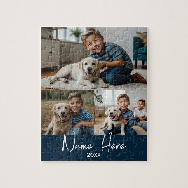 Modern Namn Photo Collage Pet Pussel (Vertikal)