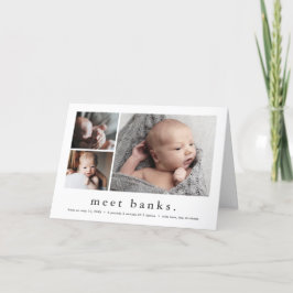 Modern Namn Simple 3 Photo Collage Baby Birth Meddelande