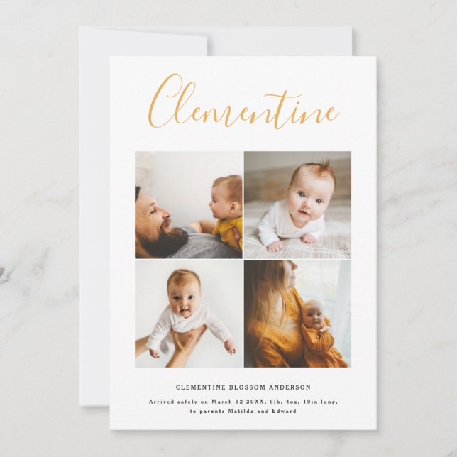 Modern namn-skript, multifoto-polka, punktförlossn meddelande (Framsida)