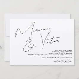 Modern namn-skriptkalligrafi chic bröllop inbjudningar