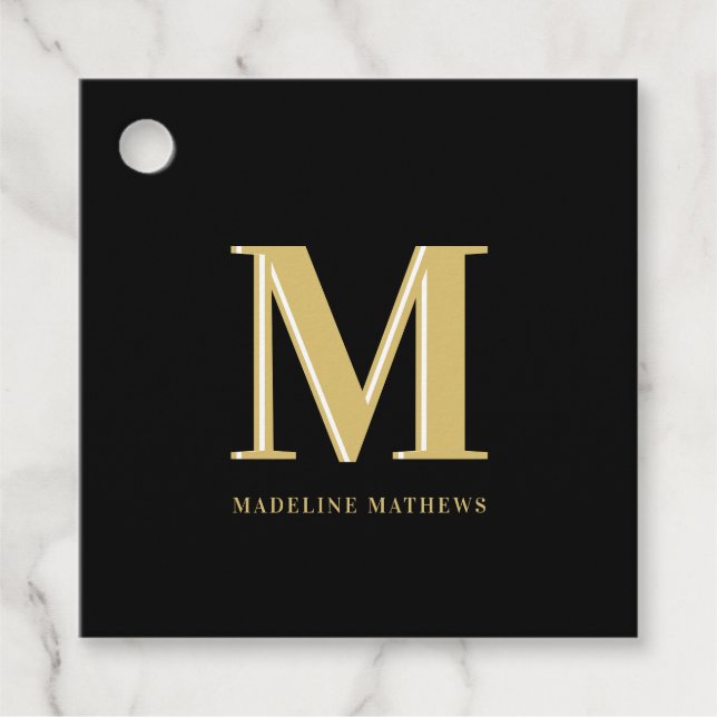 Modern namn-typografi, svart guld gåvor etiketter (Framsida)