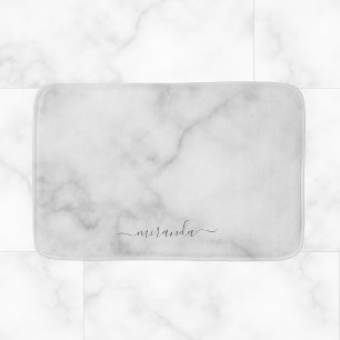 Modern Namn White Marble Personlig Badrumsmatta