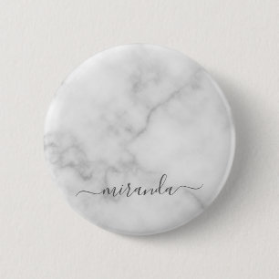 Modern Namn White Marble Personlig Knapp