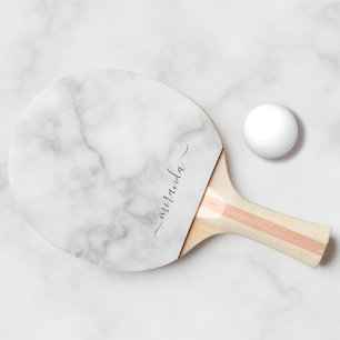 Modern Namn White Marble Personlig Pingisracket
