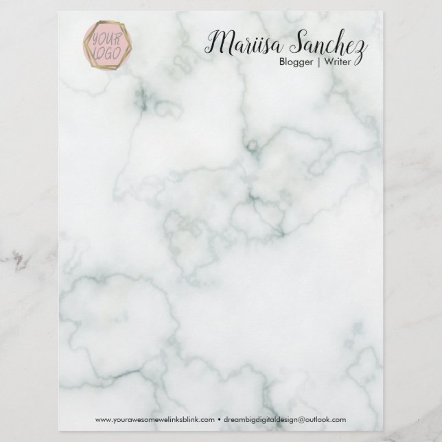 Modern Namnge Din Logotyp Marmor Brevpapper (Framsida)