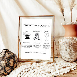 Modern Namnteckning Coctail Drink Bröllop Pub-teck Poster