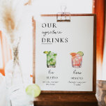 Modern Namnteckning Drinks Bröllop Sign, 300  Drin Poster<br><div class="desc">Det här menymärket namnteckning drink bröllop pub innehåller ett modernt,  minimalt designteckensnitt och kalligrafteckensnitt - med över 300  drycksikoner som du kan anpassa med. Om du vill bläddra bland alla namnteckning cocktails och drinkar som finns tillgängliga väljer du bara "Redigera den här designen verktyg".</div>