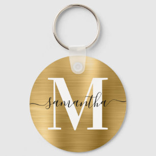 Modern Namnteckning Monogram guldolja Nyckelring