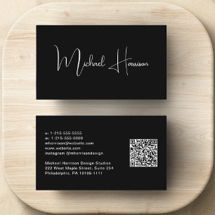 Modern Namnteckning Professionell QR-kod, svart, s Visitkort