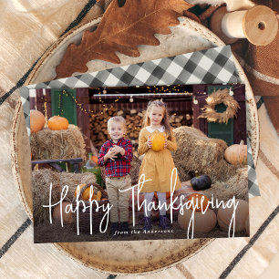 Modern Namnteckning skriptfoto Happy thanksgiving Julkort