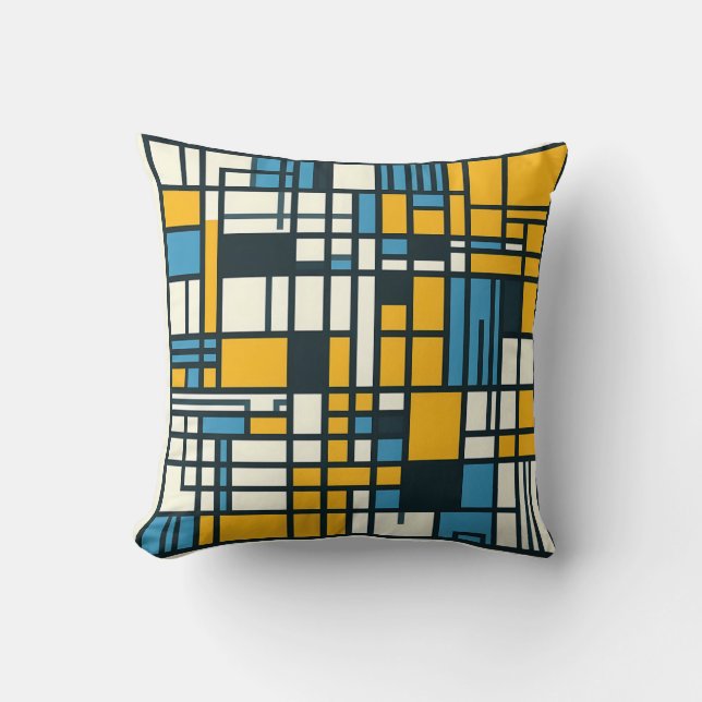 Modern nätabsorption - Mondrian-Inspired Geomet Kudde (Framsida)
