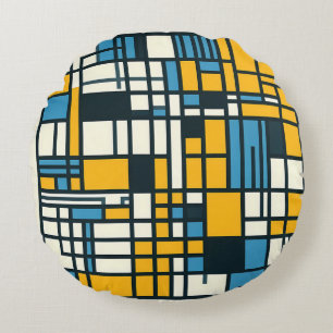 Modern nätabsorption - Mondrian-Inspired Geomet Rund Kudde