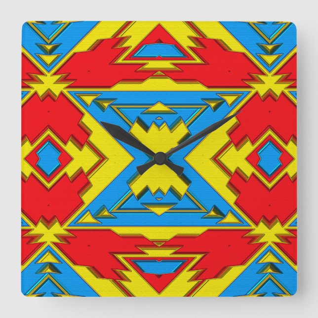 Modern Native American 12 Clock Fyrkantig Klocka (Framsida)