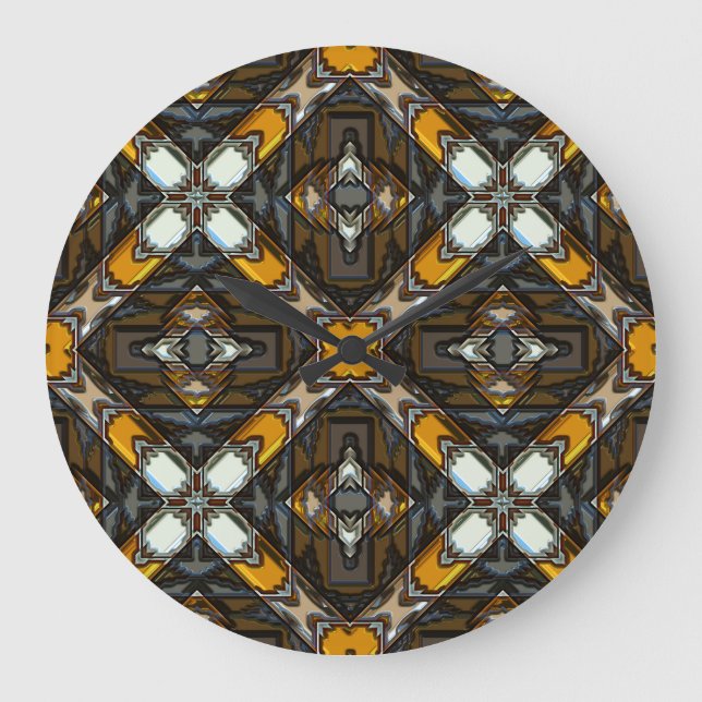 Modern Native American 3 Clock Stor Klocka (Framsida)