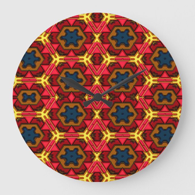 Modern Native American 4 Clock Stor Klocka (Framsida)