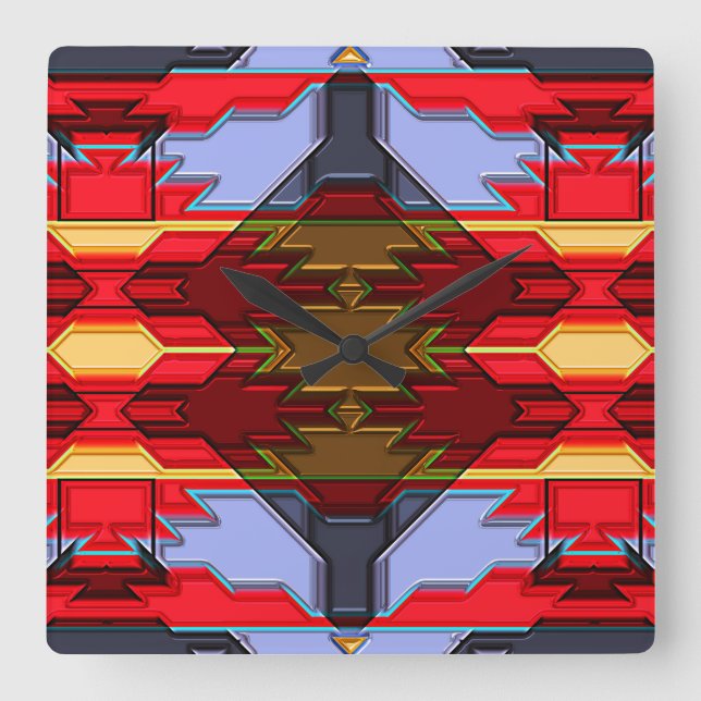 Modern Native American 5 Clock Fyrkantig Klocka (Framsida)