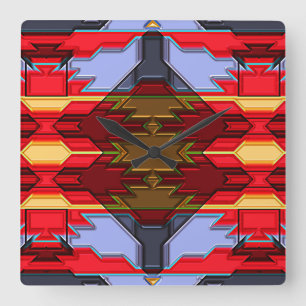 Modern Native American 5 Clock Fyrkantig Klocka