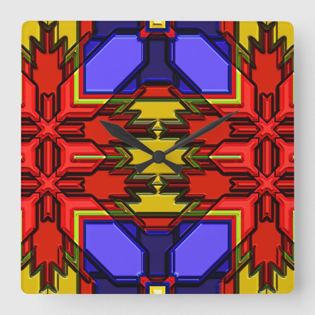 Modern Native American 6 Clock Fyrkantig Klocka (Framsida)