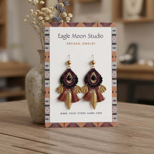 Modern Native Tribal Earring Jewelry Display Card Visitkort (Skapare uppladdad)