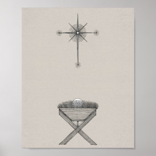 Modern Nativitetsmur Art - "Away in a Manger" Poster