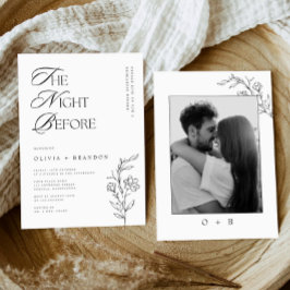 Modern natt före rehearsal Dinner Photo Inbjudningar